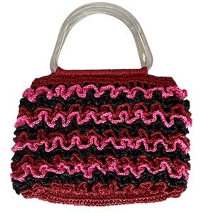 Vintage Plastic Red Pink & Black Purse‎